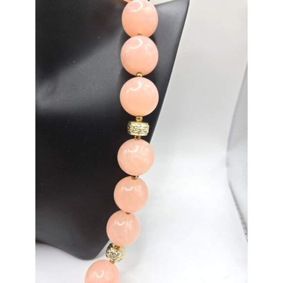 Gorgeous Vintage Pale Pink Glass Necklace with Gold bead Spacers 1940s - Picture 2 of 8